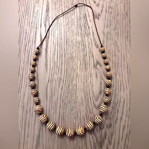 Adjustable Length Black & Cream Beaded Necklace